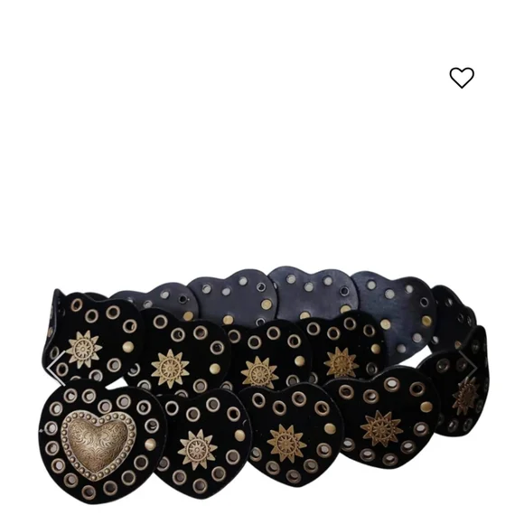 Free People Black Celestial Romance Heart Embellished Belt - Picture 9 of 12